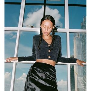 Cropped button up sweater